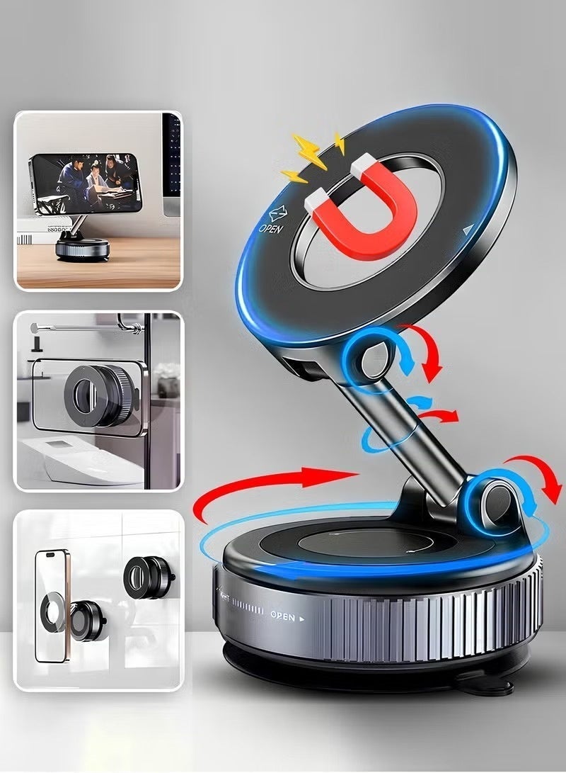 ZAMFA 360° Magnetic Phone Holder for Car | Strong Suction Cup Dashboard & Windshield Mount | MagSafe Compatible Car Phone Stand | One-Touch Lock | Universal Fit for All Smartphones - Image 2